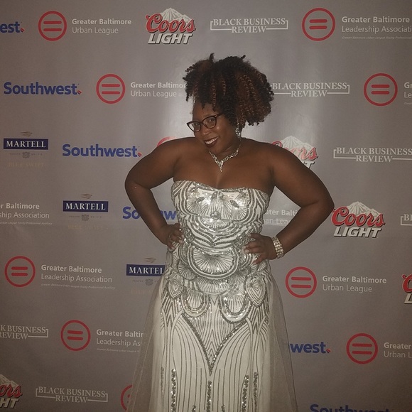 White and silver gown. Worn once to a gala. - Picture 2 of 2